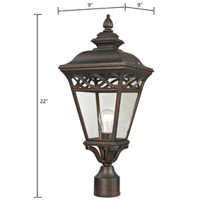 Thomas Lighting Mendham Outdoor Post Light Lantern Style Bronze Metal with Clear Glass Panels 8511EP/70