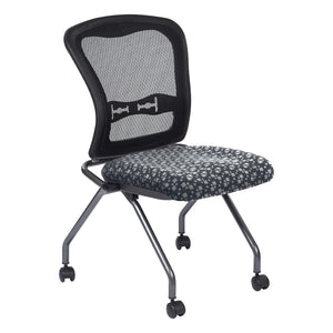 OSP Home Furnishings Soft-flex Pro-line Ii Ergonomic Folding Chair with Mesh Back and Lumbar Support Steely 84220-K108