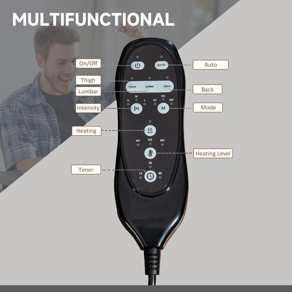 English Elm Vinsetto Microfiber Office Chair With Massage & Heat - Adjustable Height, Footrest & Ergonomic Support W2225P217521-GIGA