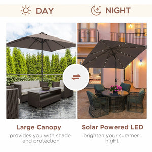 English Elm Outsunny 9' X 7' Solar Led Patio Umbrella With Crank & Tilt - Perfect For Garden, Deck, Poolside Fun! W2225P174172-GIGA