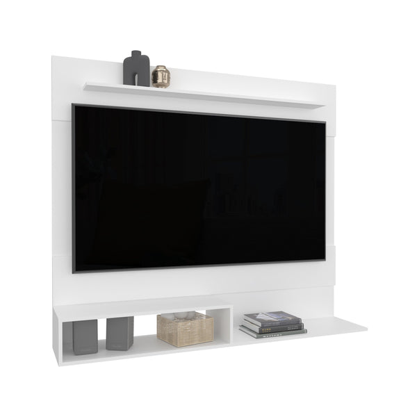English Elm Floating White Entertainment Center for TVs up to 55" — Modern Engineered Wood, Superior Shelf, Eco-Friendly Compliance B097P296807