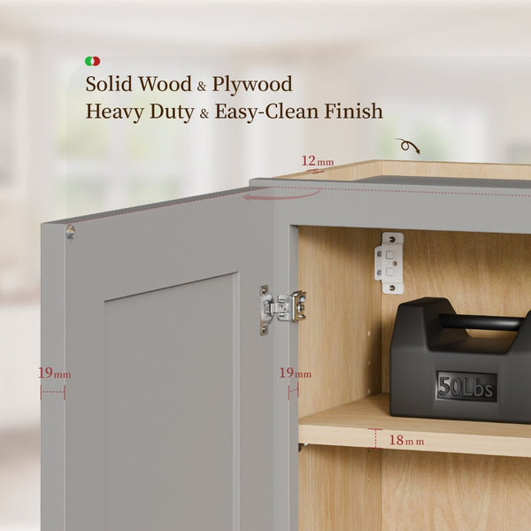 English Elm Gray Shaker Solid Wood Wall Cabinet with Soft Close Hinges and Adjustable Interior Shelving Dark Gray T2950P490382