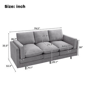 English Elm Modern Three Seat Chenille Sofa with Pocket Spring Cushions for Living Rooms Light Grey N763P351754R