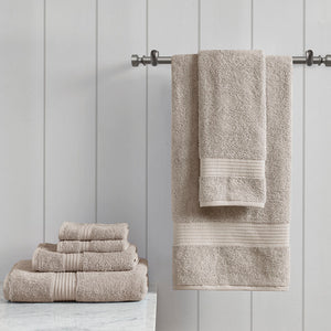JLA Home Madison Park - 6 Organic Cotton Towel Set — 650 GSM Hotel-Soft, GOTS & OEKO-TEX Certified, Quick-Dry, Plush Absorbency Tan MP73-6629