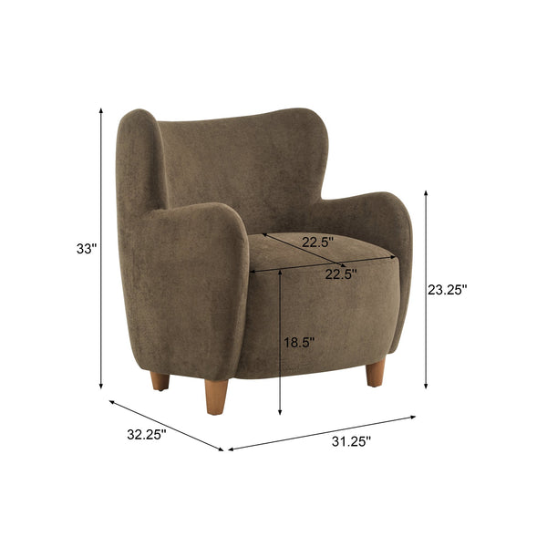 English Elm Christopher Knight Home® - Lucia Velvet Wingback Armchair with Pocket Spring Cushion, Mid-Century Birch Legs, Luxe Comfort Brown 31.5 L x 30.75 W x 30.5 H N776P205426D