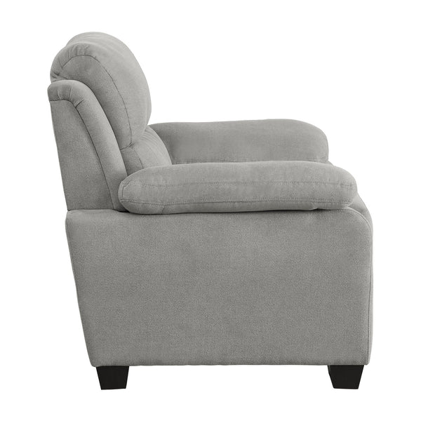 English Elm Plush Gray Textured Channel Tufted Accent Chair with Pillow Arms & Solid Wood Frame for Living Room B011P214023