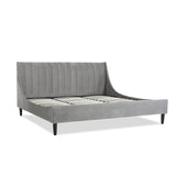 English Elm Aspen Vertical Tufted Modern Headboard Platform Bed Set, King, Opal Grey Velvet