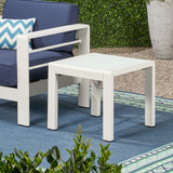 Christopher Knight Home® - Noble House - Cape Coral Outdoor Aluminum Side Table with Glass Top