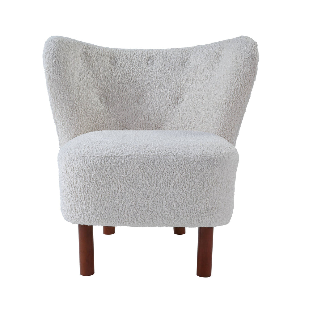English Elm Zusud White Teddy Sherpa Accent Chair — Plush Wingback Design, Full Foam Comfort, Sturdy Wooden Legs B2726P251794