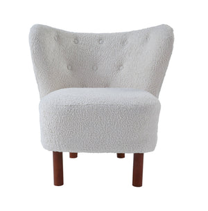 English Elm Zusud White Teddy Sherpa Accent Chair — Plush Wingback Design, Full Foam Comfort, Sturdy Wooden Legs B2726P251794