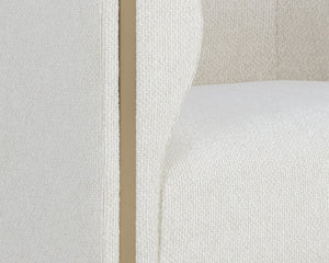 Sunpan Larron Armchair - Rhea Light Barley with Gold Stainless Steel Base for Indoor/Outdoor Elegance