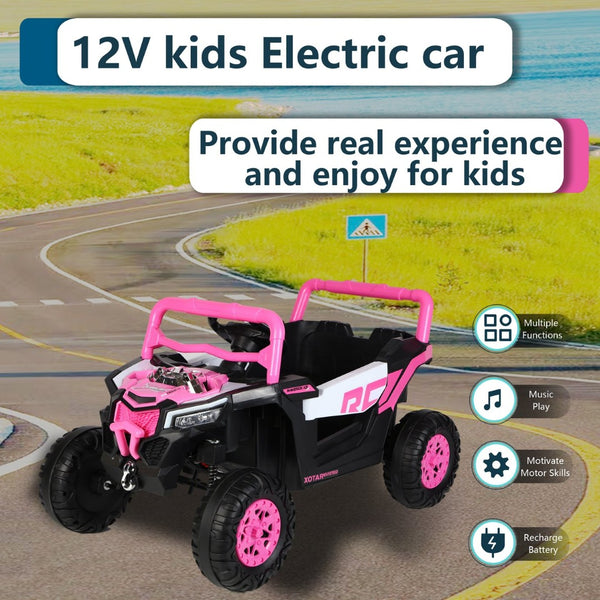 English Elm Ride on 12v Electric Kids Car with Remote Control Swing Function and Bluetooth Music Pink W1760P358706
