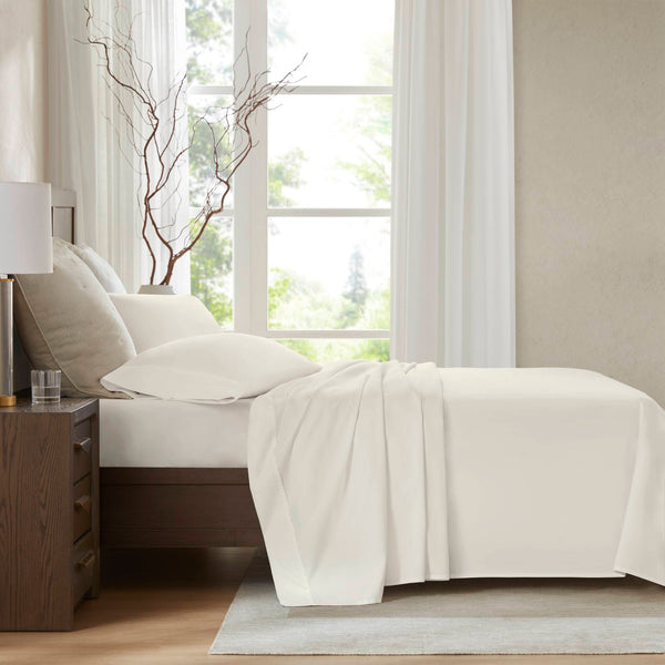 English Elm 4-Piece King Sateen Sheet Set In Elegant Ivory – Luxurious Egyptian Cotton For Ultimate Comfort! B035P381317