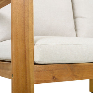 English Elm Outdoor Acacia Wood 4 Piece Sectional Set with Sofa Chair Ottoman and Table N757S454830B
