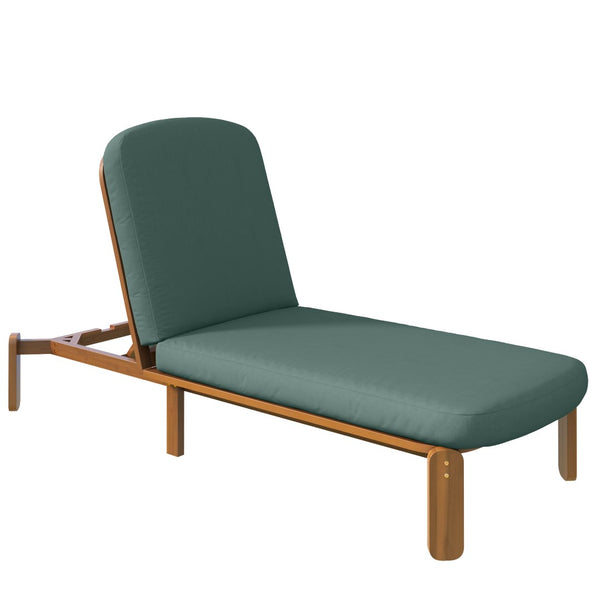 English Elm Outdoor Acacia Wood Chaise Lounge Reclining Patio Chair with Cushion for Poolside N719P445623F