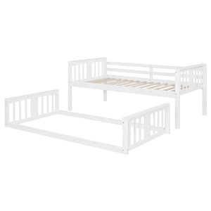English Elm Twin Over Bunk Bed Solid Pine Frame Gray Finish with Guardrail for Kids N708P429640K
