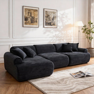 English Elm 105'' Modular Sectional with Washable Woven Cover Convertible L-shape Living Room Sofa W3565S00017