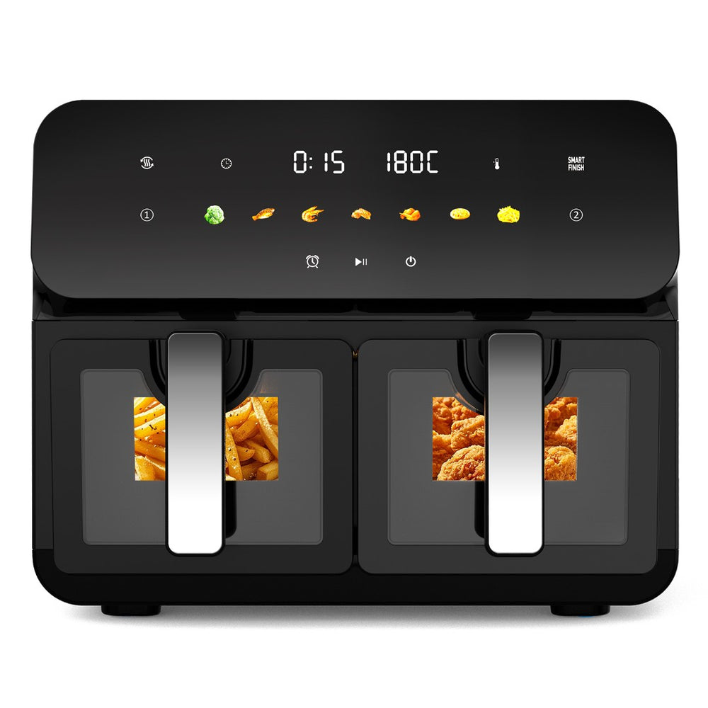 English Elm 10qt Dual Basket Air Fryer with Synccook 1700w Digital Touchscreen Serves Six W1002P481325