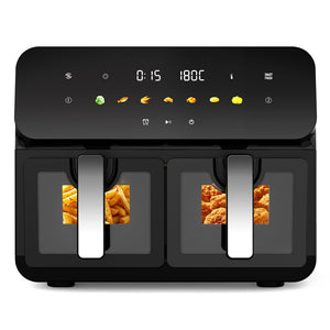 English Elm 10qt Dual Basket Air Fryer with Synccook 1700w Digital Touchscreen Serves Six W1002P481325