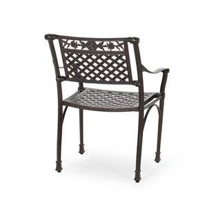 English Elm Christopher Knight Home® - CANTERBURY Cast Chair Bronze Aluminum Outdoor Dining Chair with Lattice Floral Design, Durable 31.5"H 66738.00HMBRZ