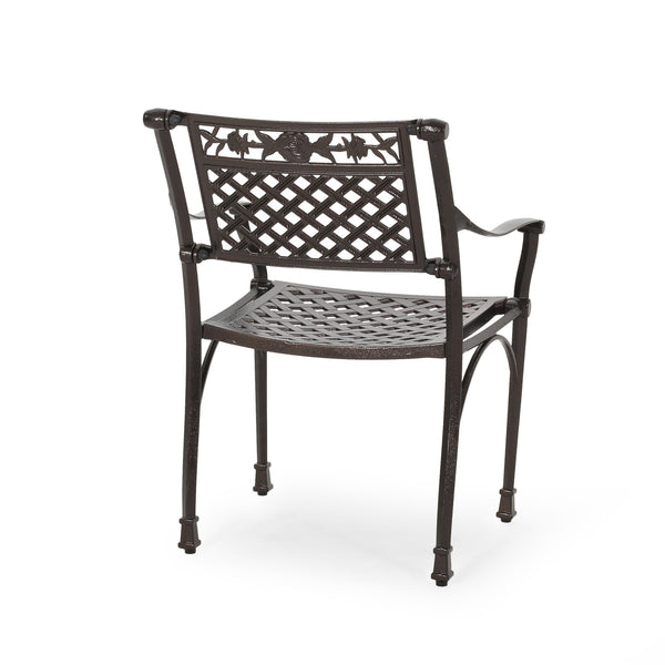 English Elm Christopher Knight Home® - CANTERBURY Cast Chair Bronze Aluminum Outdoor Dining Chair with Lattice Floral Design, Durable 31.5"H 66738.00HMBRZ