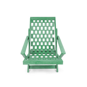 English Elm Pinecrest Outdoor Folding Lounge Chair Recycled Hdpe Reclining Patio Seat with Cushion Green B2745P409692