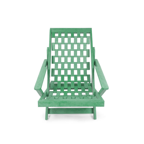 English Elm Pinecrest Outdoor Folding Lounge Chair Recycled Hdpe Reclining Patio Seat with Cushion Green B2745P409692