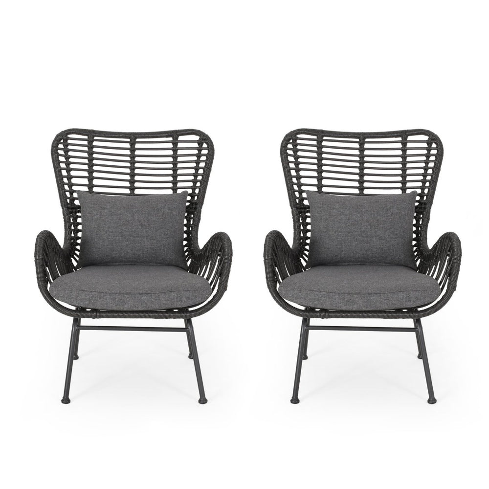 English Elm Tapscott All-weather Rattan Outdoor Accent Chairs Set of 2 with Cushions 65044.00GRY