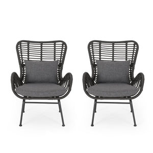 English Elm Tapscott All-weather Rattan Outdoor Accent Chairs Set of 2 with Cushions 65044.00GRY
