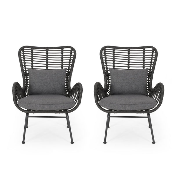 English Elm Tapscott All-weather Rattan Outdoor Accent Chairs Set of 2 with Cushions 65044.00GRY