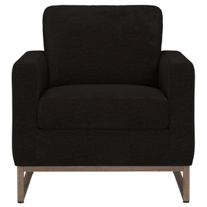 English Elm Black Upholstered Accent Chair Sled Base Minimalist Design for Living Room Office B2709P482534