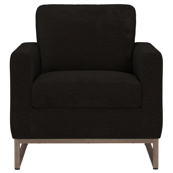 English Elm Black Upholstered Accent Chair Sled Base Minimalist Design for Living Room Office B2709P482534