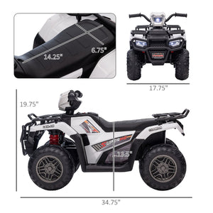 English Elm Aosom 12v Kids Battery Powered Atv Quad with Led Lights Music Usb Treaded Tires W2225P249795
