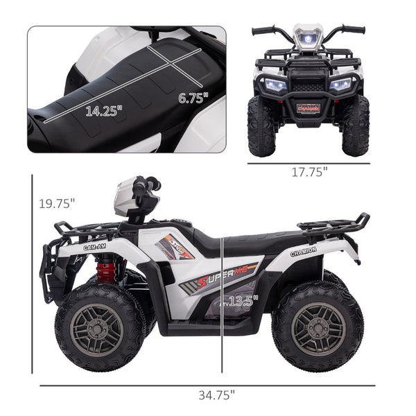 English Elm Aosom 12v Kids Battery Powered Atv Quad with Led Lights Music Usb Treaded Tires W2225P249795