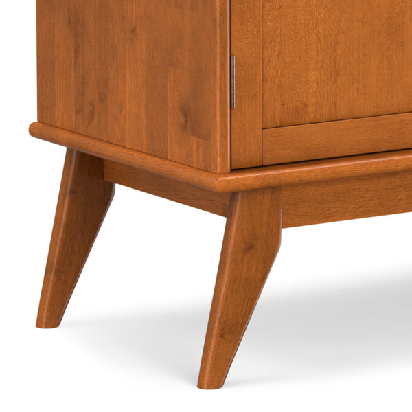 English Elm Draper Teak Mid Century Bar Cabinet – Solid Rubberwood, Wine & Stemware Storage, Drop-Down Worktop B136P203490