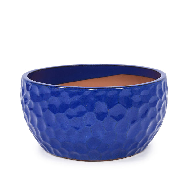 English Elm 3 Pieces Ceramic Planter Pot Set - Artisan Antique Blue Flowerpots For Indoor And Outdoor Spaces W3273P321523