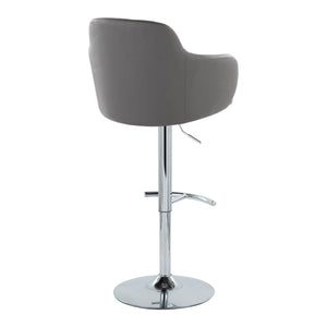 English Elm Boyne Adjustable Barstool Set Of 2: Stylish Grey Faux Leather With Chrome Base & 360° Swivel Comfort B202S00748
