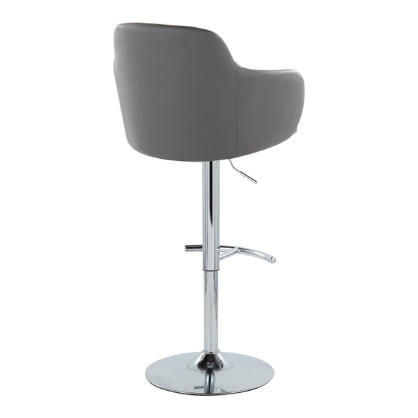 English Elm Boyne Adjustable Barstool Set Of 2: Stylish Grey Faux Leather With Chrome Base & 360° Swivel Comfort B202S00748