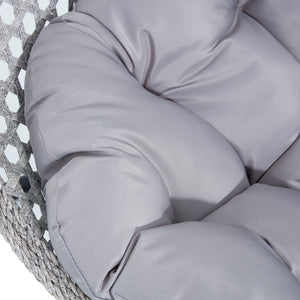 English Elm 76.8-inch Hand Woven Rattan Egg Swing Chair Indoor Outdoor with Cushion Lumbar Pillow Gray W1512P498595