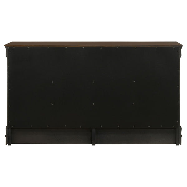 English Elm Frances Six Drawer Dresser Warm Wood Grain Finish with Nickel Bail Handles for Bedroom Cappuccino B062P447790