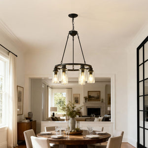 English Elm Modern Gold Branch Chandelier with Crystal Pendants for Dining and Living Rooms W5008P390857