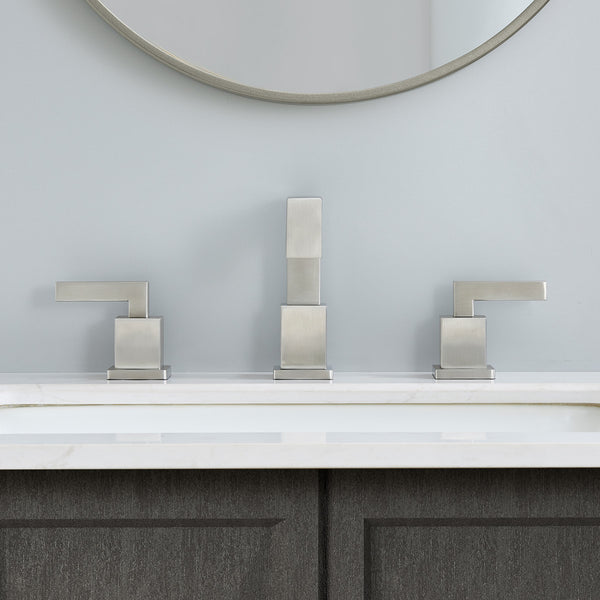 English Elm Brushed Nickel Waterfall Widespread Bathroom Faucet - Modern 2-Handle Vanity Sink Fixture Set T3177P277507