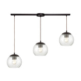 Kendal 36'' Wide 3-Light Slim Linear Pendant - Oil Rubbed Bronze with Patterned Clear Glass 85210/3L Elk Lighting