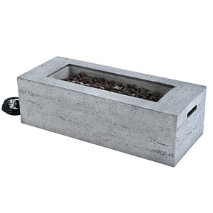 English Elm U_style Rectangular Outdoor Propane Fire Pit Mgo Set with Tank Cover Table Grey WY000498AAE