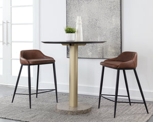 Sunpan Astra Counter Stool - Modern Faux Leather Design with Strong Iron Legs for Stylish Comfort Black / Cinnamon Brown