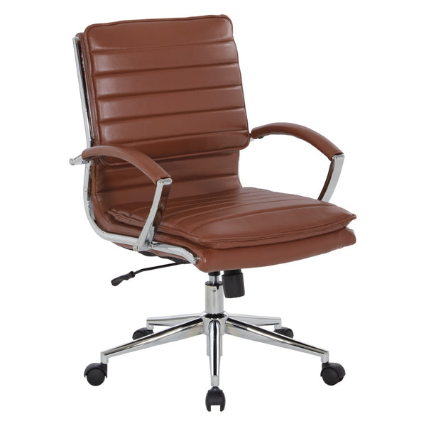 OSP Home Furnishings Mid Back Faux Leather Manager Chair with Lumbar Support and Pneumatic Height Adjust SPX23591C-U41