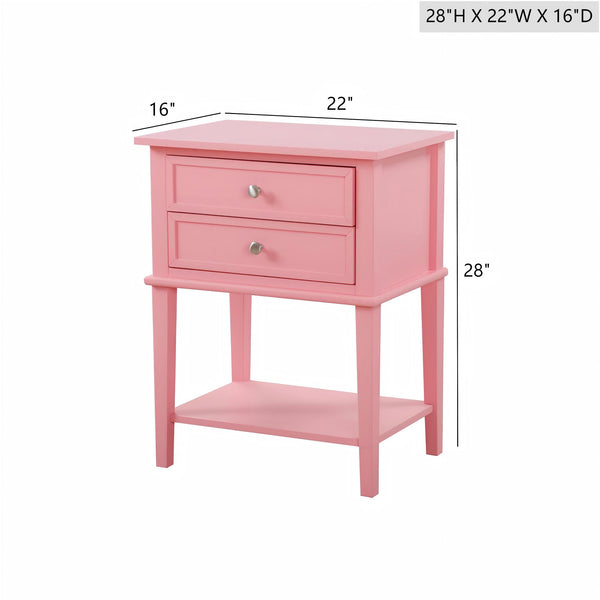 English Elm Contemporary Wenge Nightstand with Drawer and Sleek Modern Design, Durable Particleboard Storage Nightstand Pink 15.16 L x 17.52 W x 24.02 H B078112089