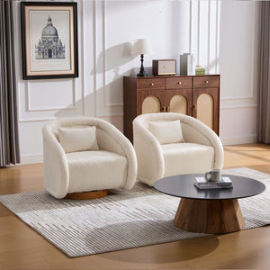 English Elm Swivel Barrel Chair Plush Teddy Fabric Pumpkin Silhouette for Living Room or Bedroom W3244P288825