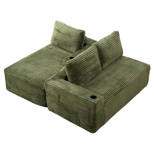 English Elm 104 Inch Corduroy Modular Sectional Sofa with L Chaise Deep Sink Comfort W5515S00025