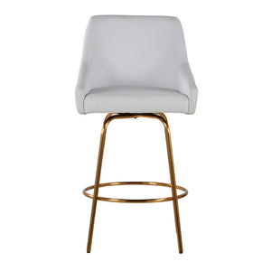 English Elm Fixed-height Swivel Counter Stools with Faux Leather Seats and Chrome Footrest Set of 2 B202S02151